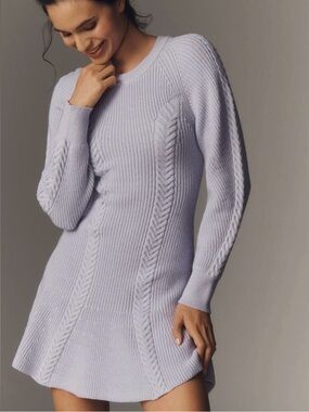Anthropology Cable-Knit Sweater Knit Skater Dress